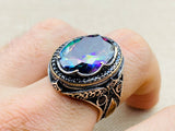 Mystic Topaz Stone Silver Ring - TryAladdin