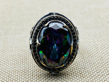 Mystic Topaz Stone Silver Ring - TryAladdin