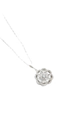 Nereze | Rhodium Plated Baguette Stone Flower Design Necklace - TryAladdin