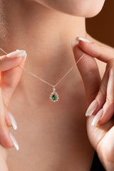 Nereze | Diamond Montage Drop Green Zircon Stone Necklace - TryAladdin