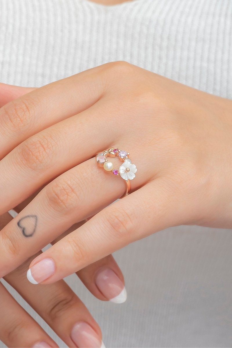 Nereze | Magnolia Blossom Model Spring Flower Adjustable Size Ring - TryAladdin