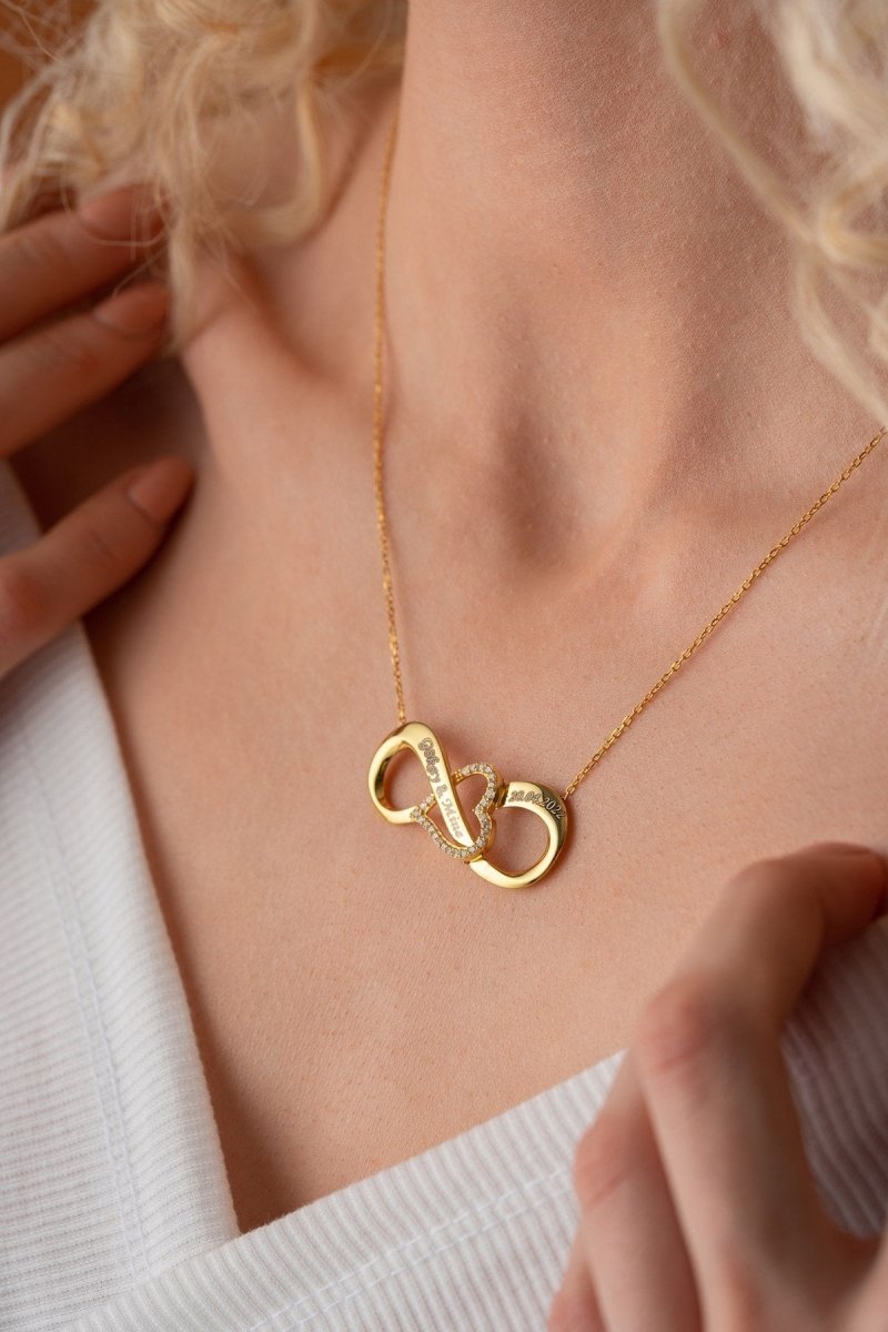 Nereze | Personalized Heart Detailed Big Size Infinity Necklace - TryAladdin