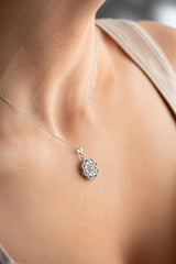 Nereze | Rhodium Plated Baguette Stone Flower Design Necklace - TryAladdin