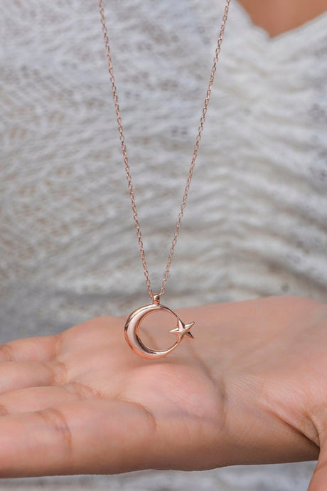 Nereze | Rose Plain Crescent Necklace - TryAladdin