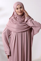 One Piece Practical Prayer Dress with Headscarf and Robe 8015 Powder - TryAladdin