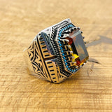 Ottoman Style Multi - Color Zultanite Men's Ring - TryAladdin