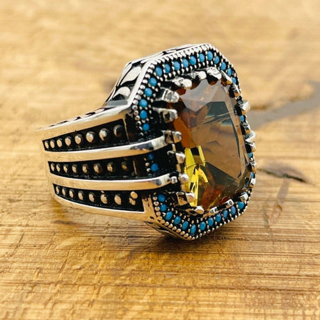 Ottoman Style Multi - Color Zultanite Stone Men's Ring - TryAladdin