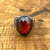 Oval Red Zircon Ottoman Style Ring - TryAladdin