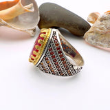 Red Oval Tourmaline Stone Men's Ring - TryAladdin