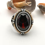 Red Ruby Stone Handmade Silver Ring - TryAladdin