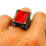 Red Tourmaline Stone Men's Ring - TryAladdin