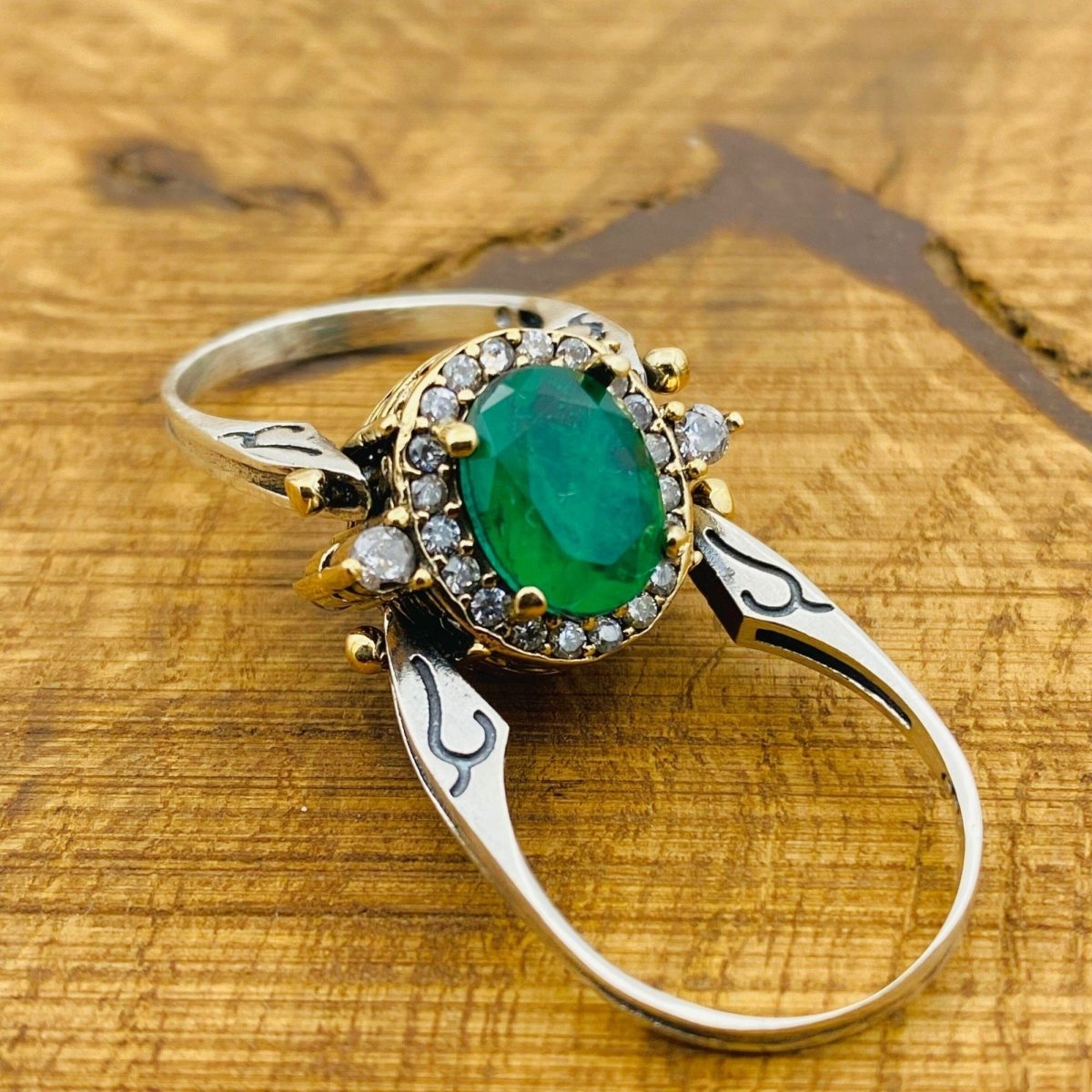 Reversible Ring, Aqua - Emerald Oval Stone - TryAladdin