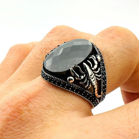 Scorpion Detailed Silver Men's Ring - TryAladdin