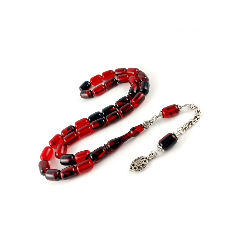 Selderesi | Capsul Cut Red Black Fire Amber Tasbih - TryAladdin