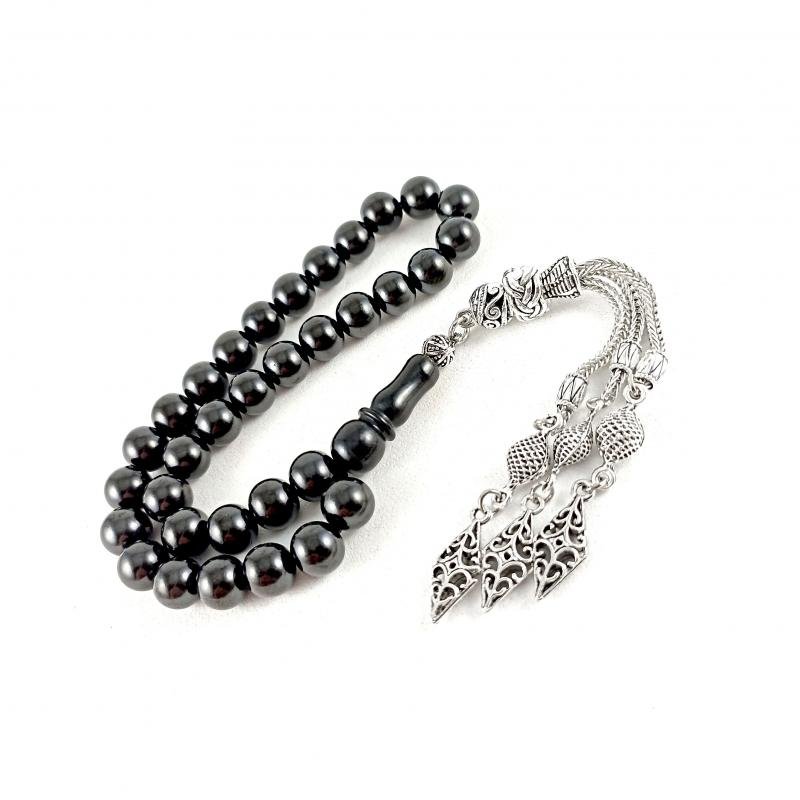 Selderesi | Oltu Natural Stone Sphere Cut Tasbih with Special Design Tassel - TryAladdin