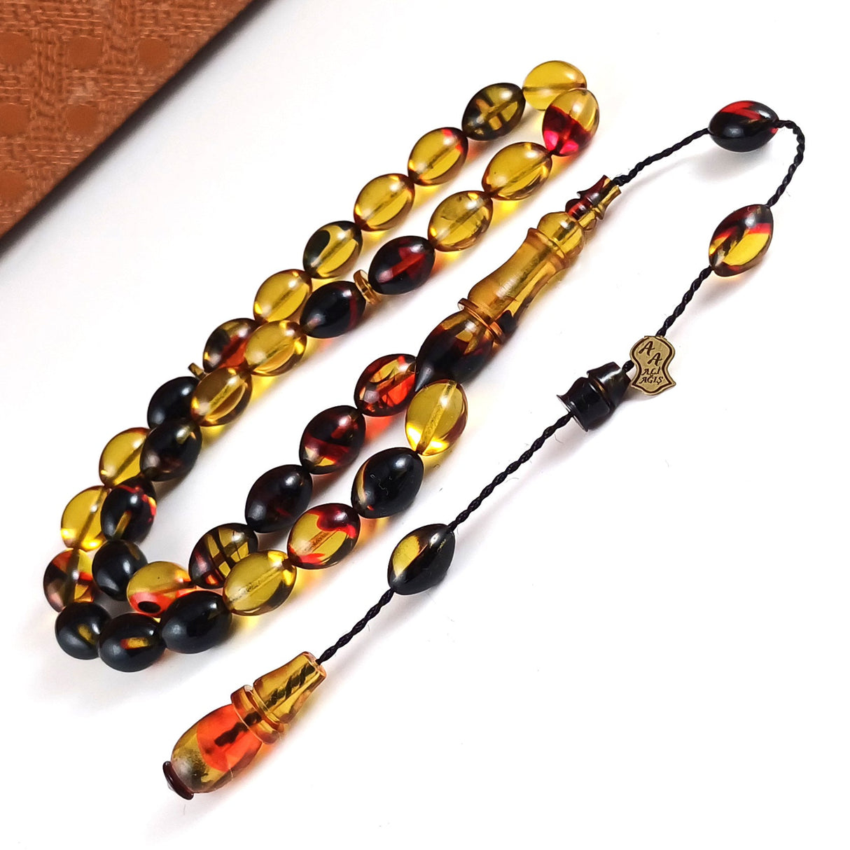 Selderesi | Sphere Cut Multicolor Fire Amber Tasbih - TryAladdin