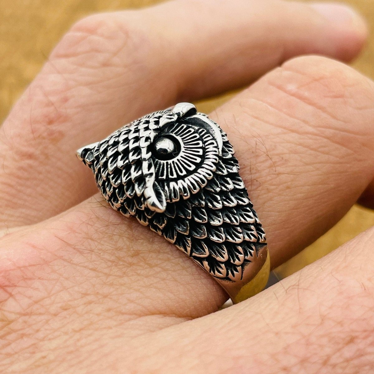 Silver Owl Head Statement Ring - TryAladdin