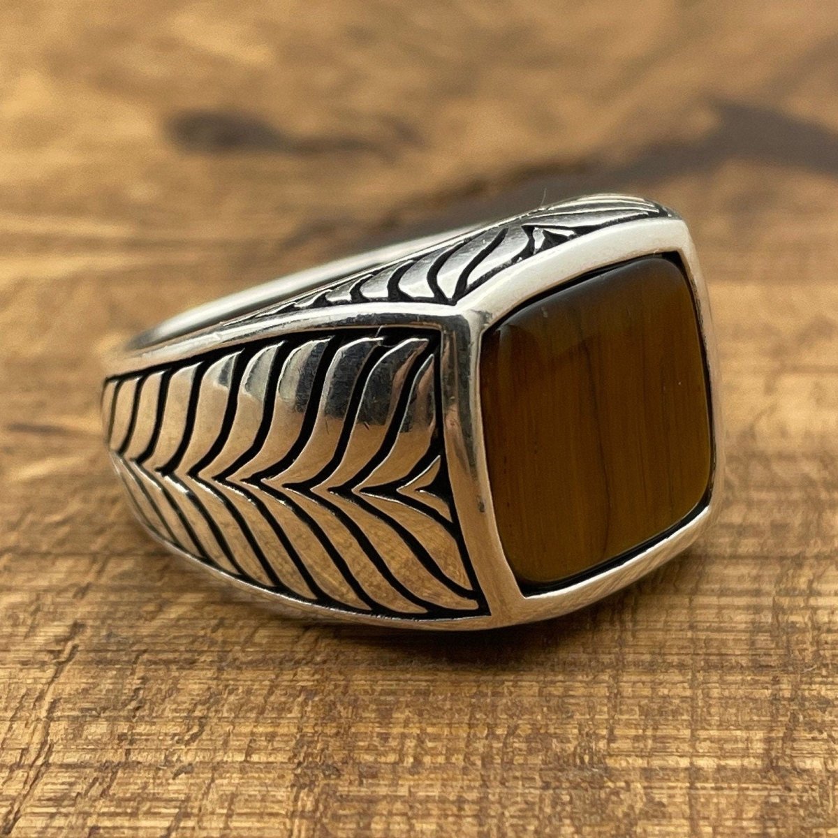 Sterling Silver Tiger Eye Ring - TryAladdin