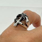 Stylish Men's Anchor Silver Ring - TryAladdin