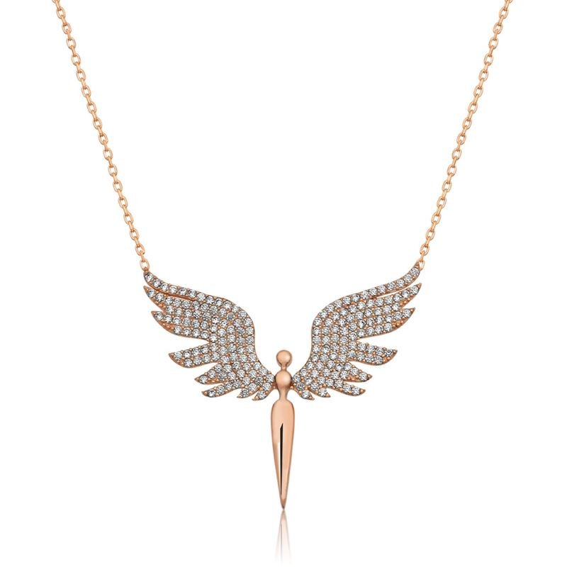 Taki | Michael Angel Winged Silver Necklace - TryAladdin