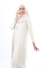 Teenage Size 12 - 15 Years Old White One Piece Women's Prayer Dress with Headscarf - TryAladdin