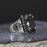 Tesbihevim | Men's Silver Ring with Zircon Stone - TryAladdin