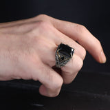 Tesbihevim | Silver Ring for Men with Chain Series Zircon Stone - TryAladdin