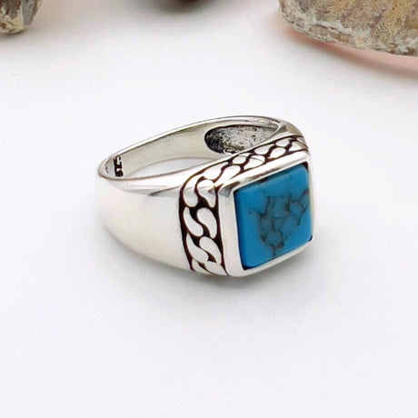 Turquoise Men's Silver Ring - TryAladdin