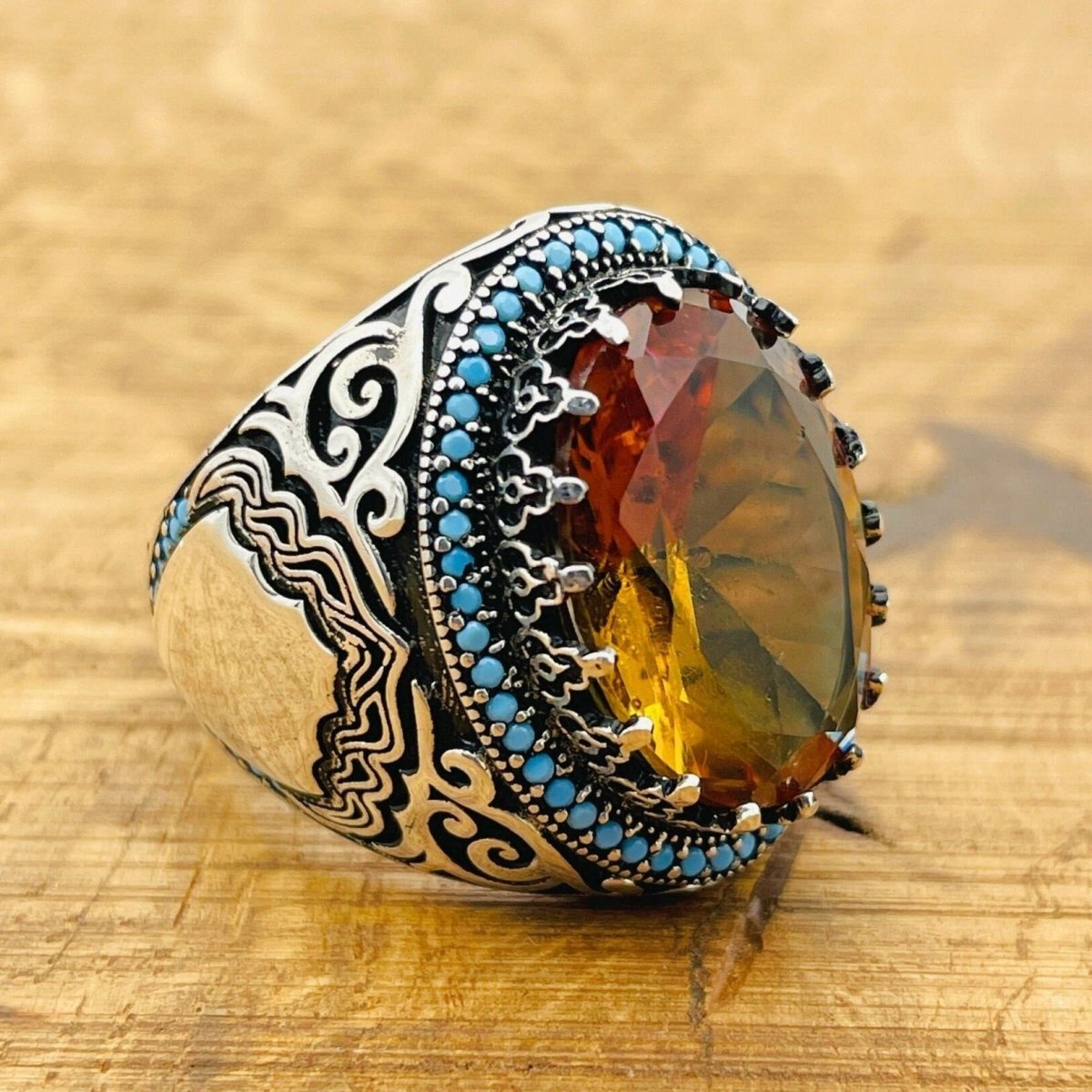 Unique Handmade Multi - Color Zultanite Stone Men's Ring - TryAladdin