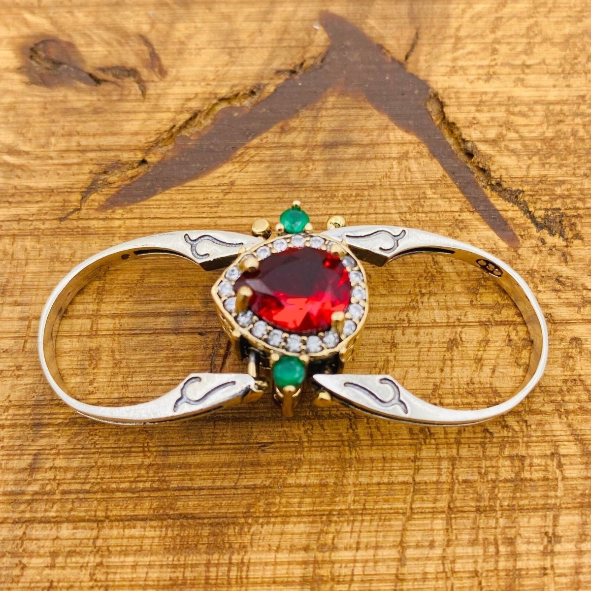 Unique Reversible Ruby and Turquoise Ring - TryAladdin