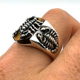 Unisex Adjustable Eagle Red Ruby Silver Ring - TryAladdin