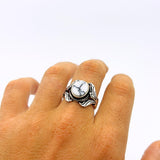 Unisex Unique Silver Ring with White Turquoise - TryAladdin