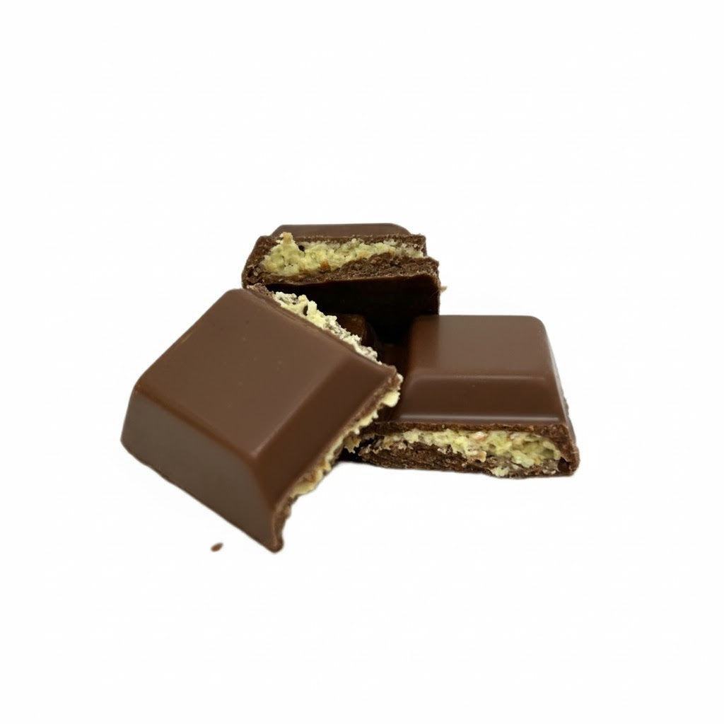 Cioccolato al latte stile Dubai premium BiDu con pistacchio e grano sbriciolato - 17g