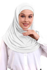 White Adult Bonnet Hijab Ready to Wear Practical Scarf - TryAladdin