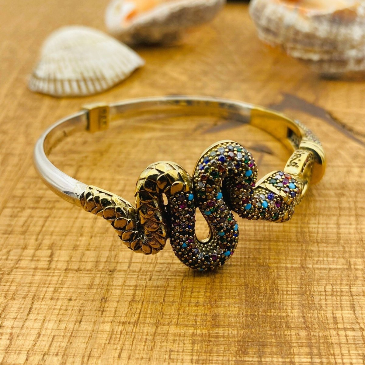 Women's Adjustable Animal Snake Multi - Stone Bracelet - TryAladdin