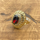 Women's Dark Ruby Stone Silver Ring - TryAladdin