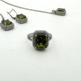 Women's Peridot Stone Silver Set - TryAladdin