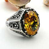 Yellow Citrine Stone Men's Ring - TryAladdin