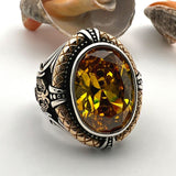 Yellow Citrine Stone Men's Ring - TryAladdin