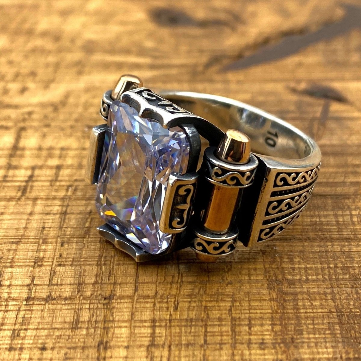 Zircon Stone Silver Men Ring - TryAladdin