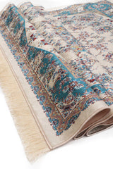 Bursa Ipek | Ecru Velvet Carpet Prayer Rug - TryAladdin