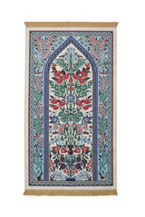 Bursa Ipek | Ecru Velvet Carpet Prayer Rug - TryAladdin