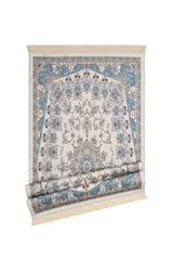 Bursa Ipek | Ecru Velvet Carpet Prayer Rug - TryAladdin