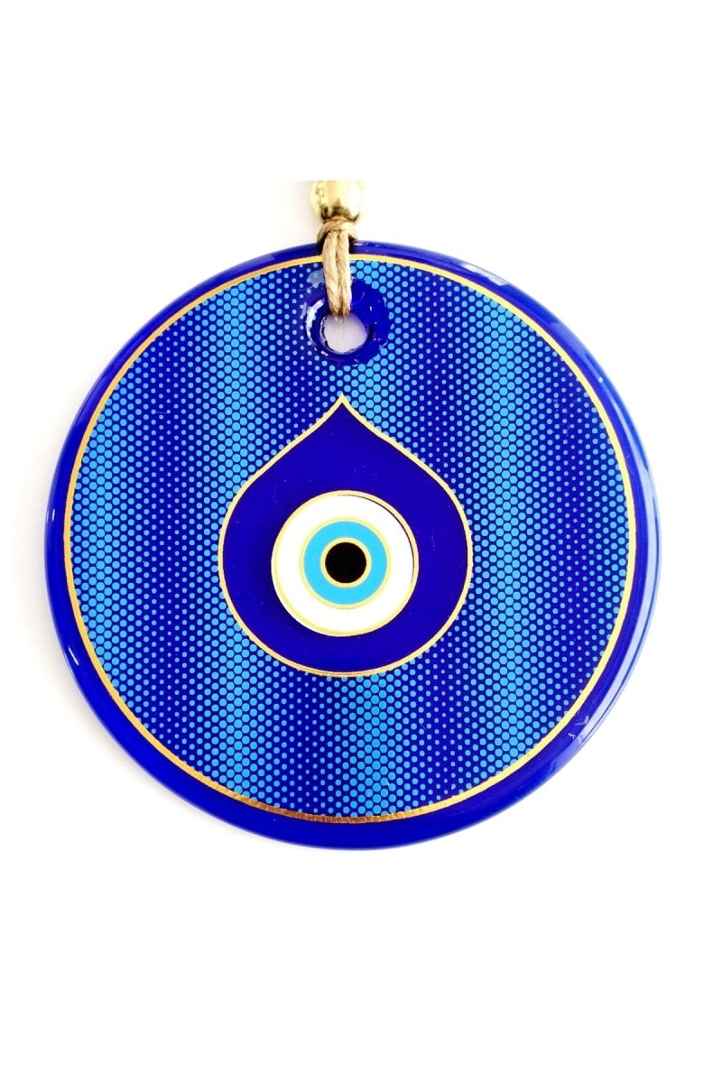 Gold Gilded Drop Eye - Shaped Glass Nazar Bead Wall Ornament - TryAladdin