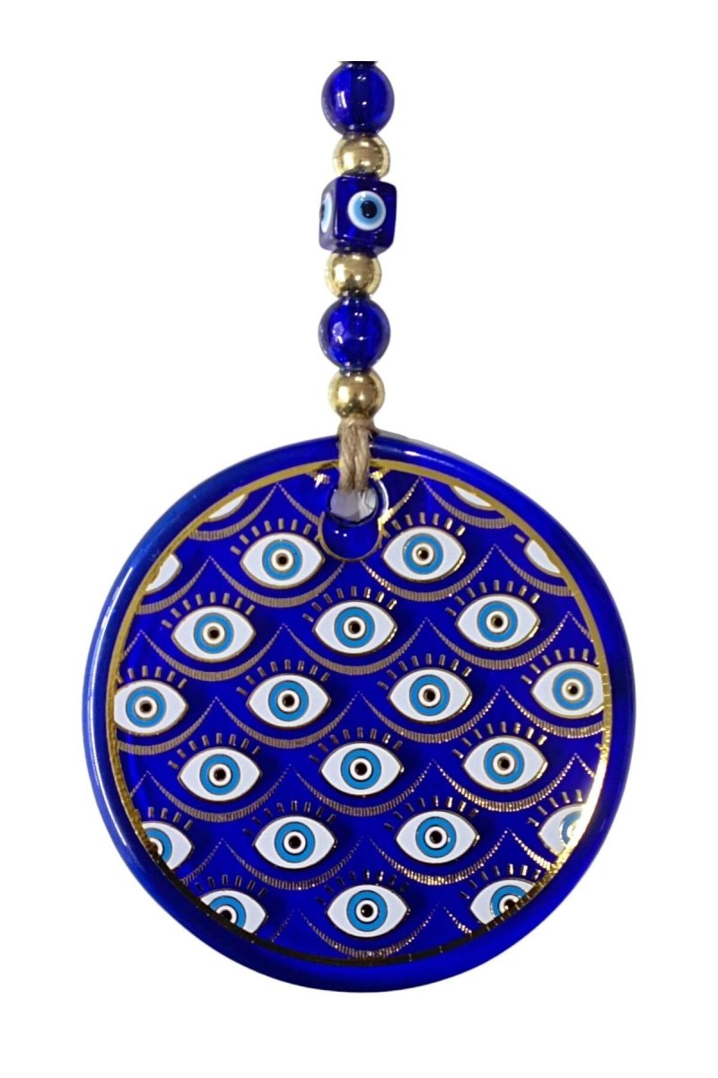 Nazar Bead Glass Wall Ornament with Gilded Eyes Motif - TryAladdin