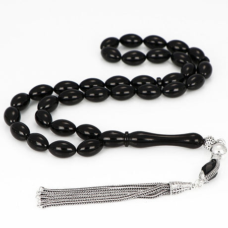 Tesbihevim | Amber Tasbih with Silver Kazaz Tassel - TryAladdin